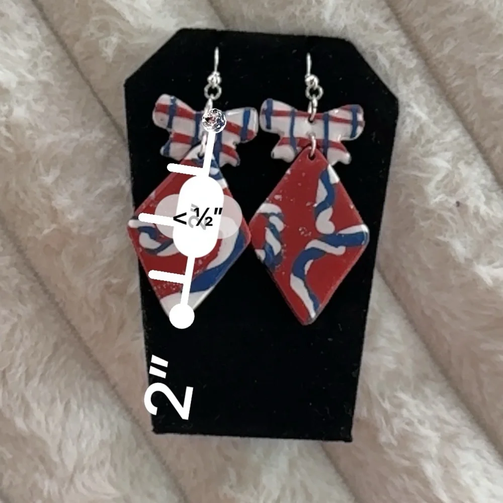 Red white and Blue Abstract Earrings